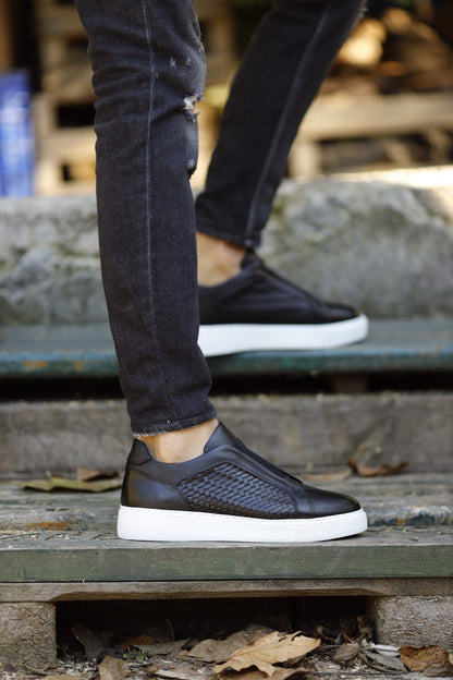 Abboud New Collection Straw Detailed Black Sneakers