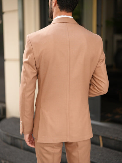 Tan Italian Slim Fit Suit - Punto Stitched