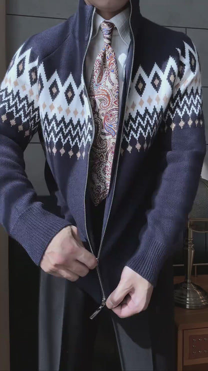 Men’s Thick Zip-Up Knit Cardigan