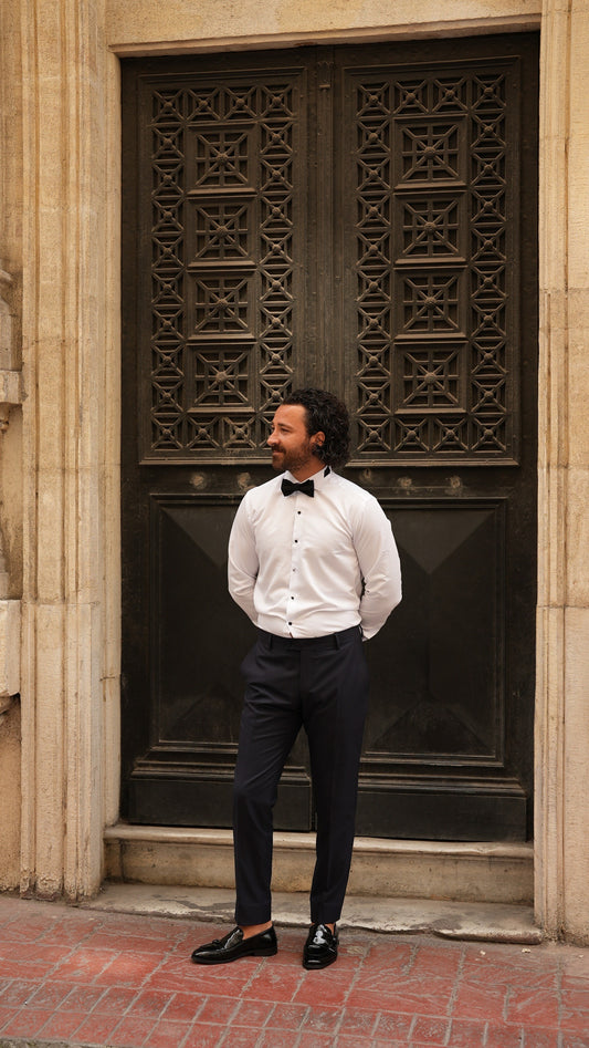 Brabion Milano White Tuxedo Shirt - Sophistication Redefined