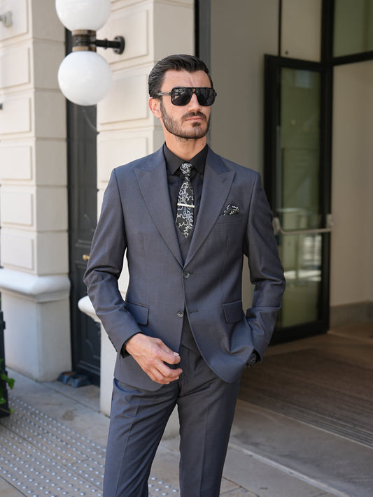 Smoked Grey Slim Fit 3-Piece Suit