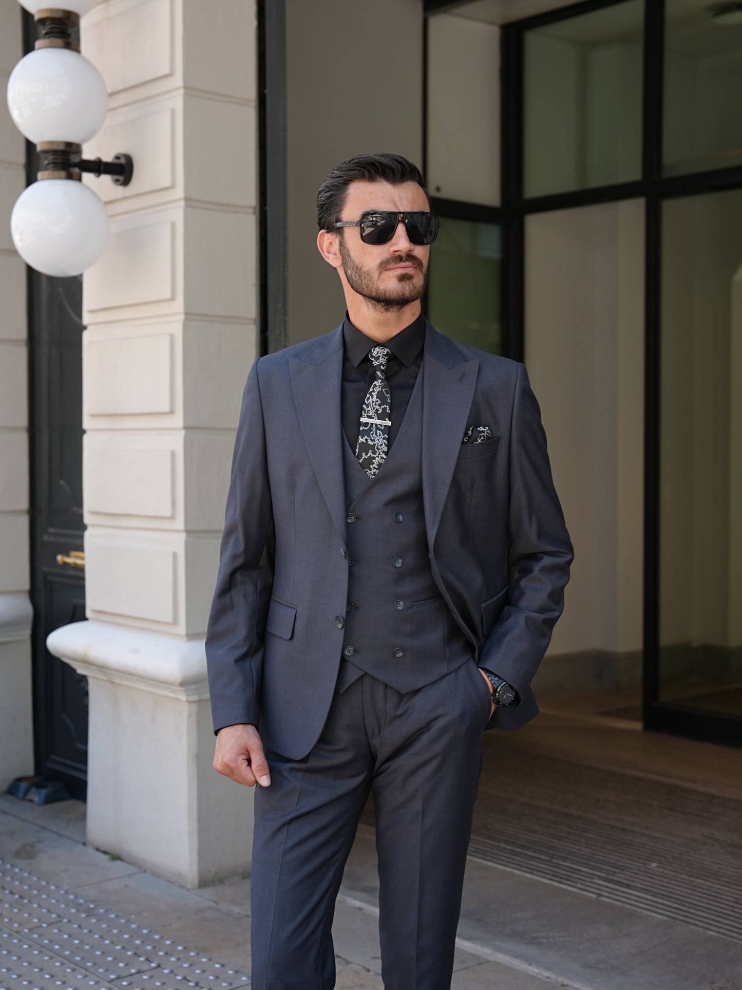 Smoked Grey Slim Fit 3-Piece Suit