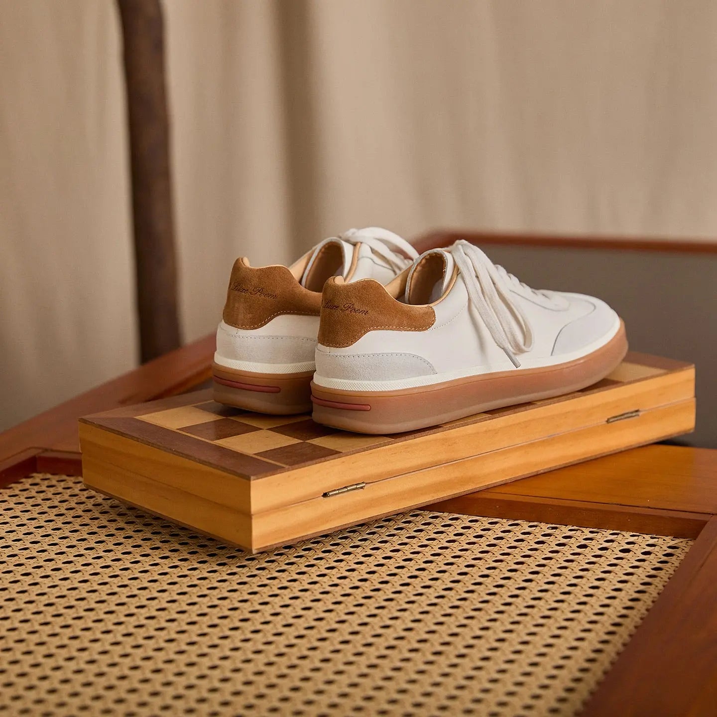 Suede Panel Leather Low-Top Trainers BRABION