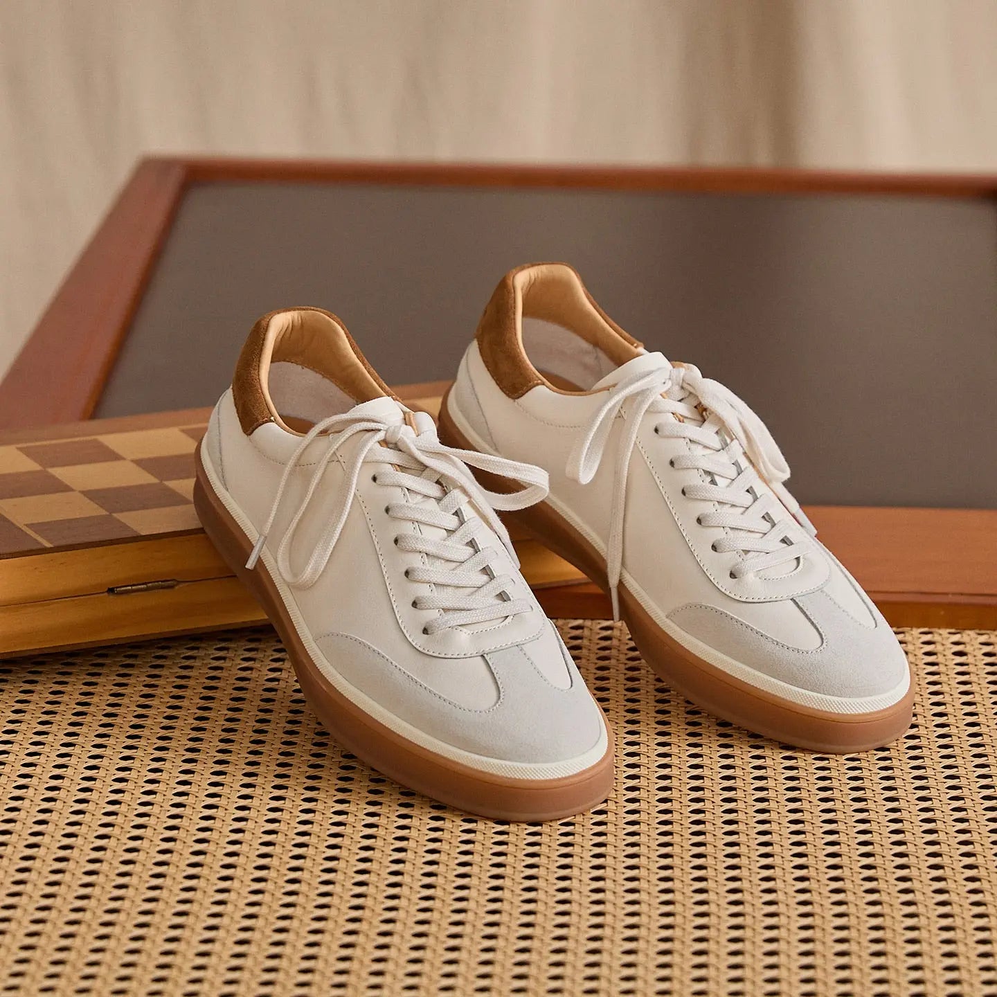 Suede Panel Leather Low-Top Trainers BRABION