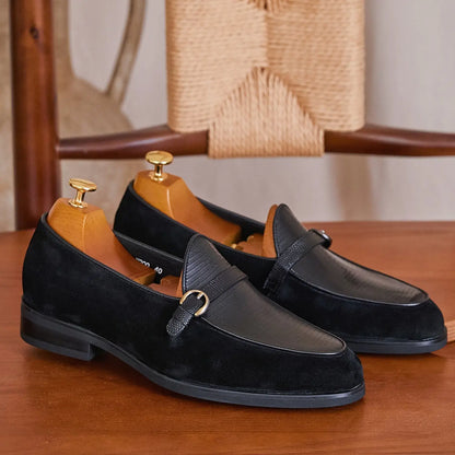 Embossed Leather Buckle-Strap Loafers BRABION