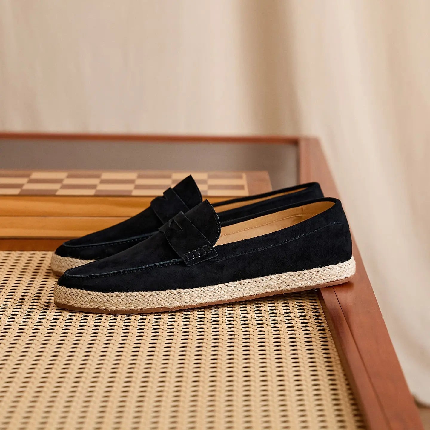 Sheepskin Suede Espadrille Penny Loafers BRABION