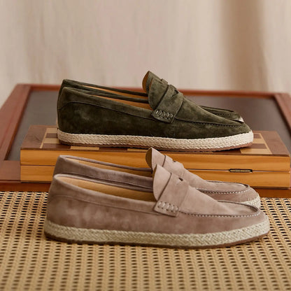 Sheepskin Suede Espadrille Penny Loafers BRABION