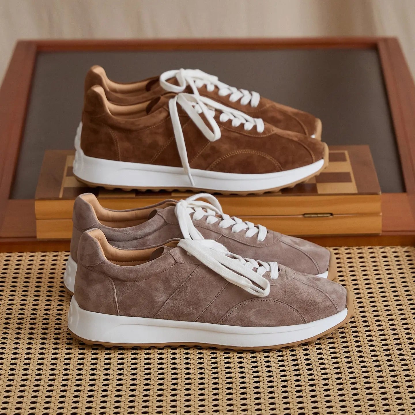 Sheepskin Suede Panelled Low-Profile Sneakers BRABION