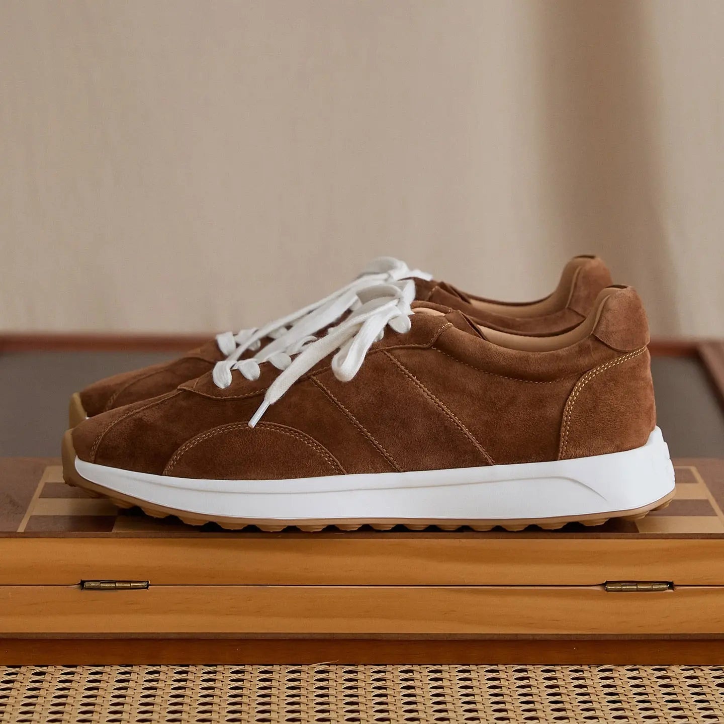 Sheepskin Suede Panelled Low-Profile Sneakers BRABION
