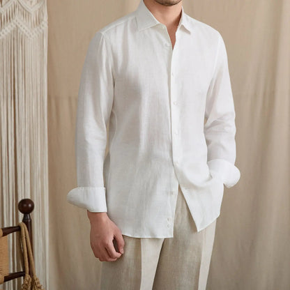 Slim-Fit Linen Long Sleeve Shirt BRABION