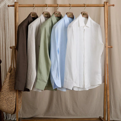 Slim-Fit Linen Long Sleeve Shirt BRABION
