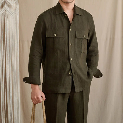 Linen Two-Pocket Camp Shirt BRABION