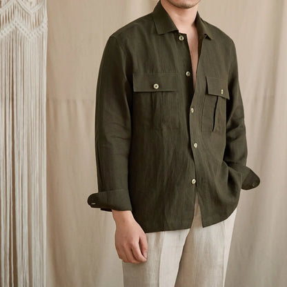 Linen Two-Pocket Camp Shirt BRABION