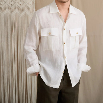 Linen Two-Pocket Camp Shirt BRABION