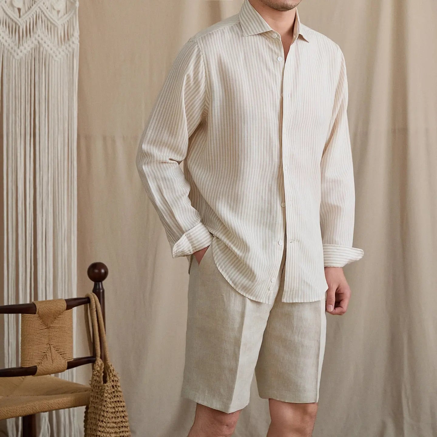 Linen Blend Striped Shirt BRABION