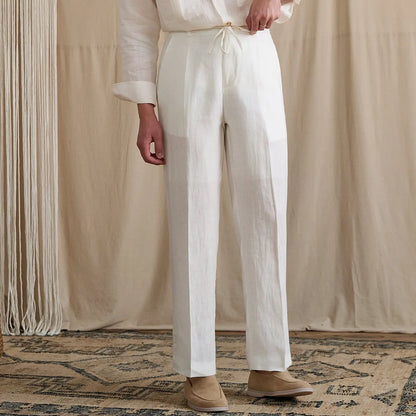 Pleated Linen Drawstring Pants BRABION