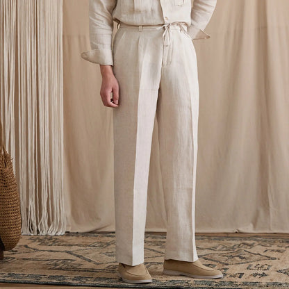 Pleated Linen Drawstring Pants BRABION