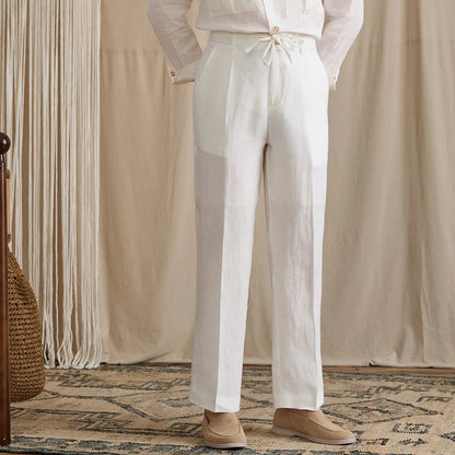 Pleated Linen Drawstring Pants BRABION