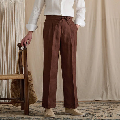 Linen Pleated High-Rise Wide Pants BRABION