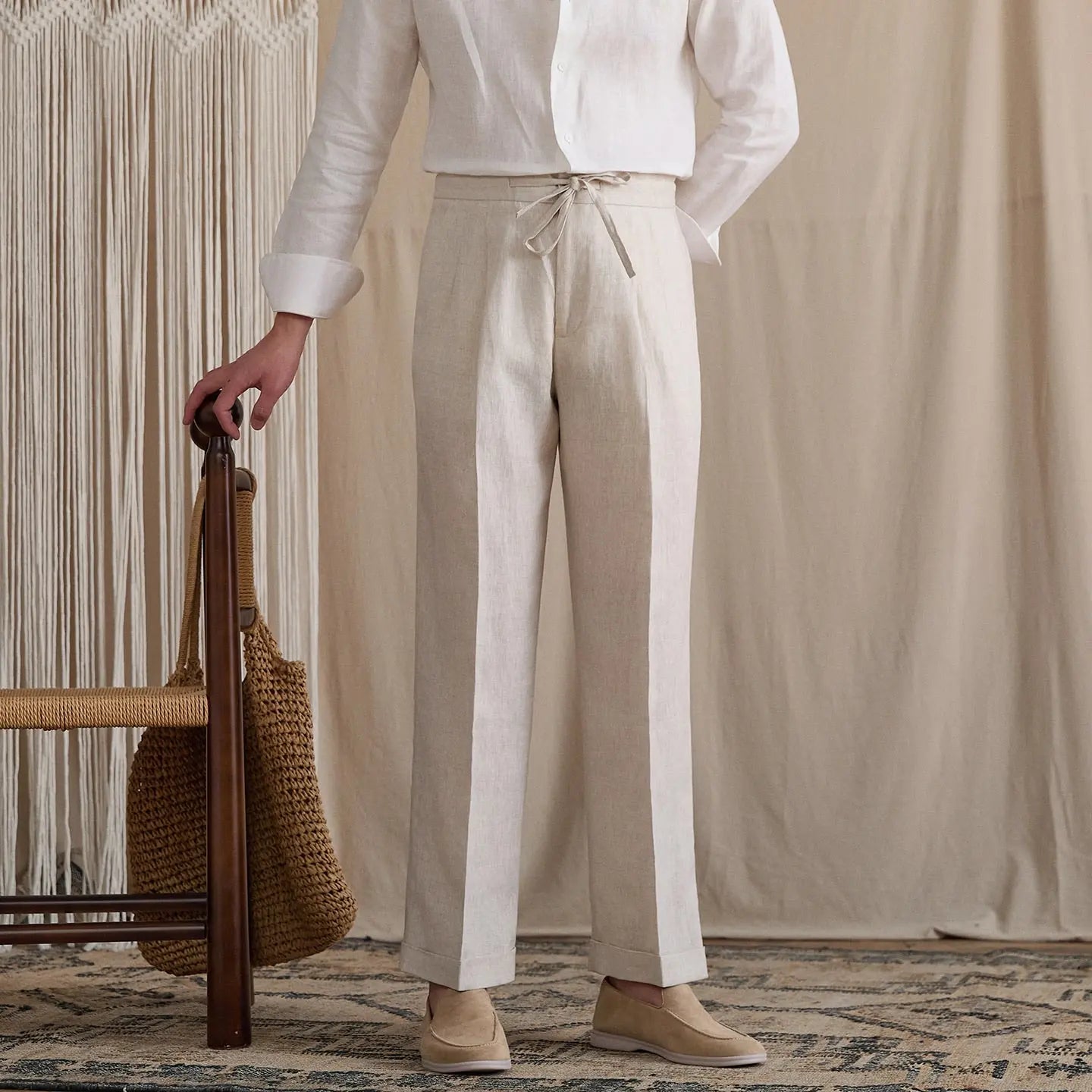 Linen Pleated High-Rise Wide Pants BRABION