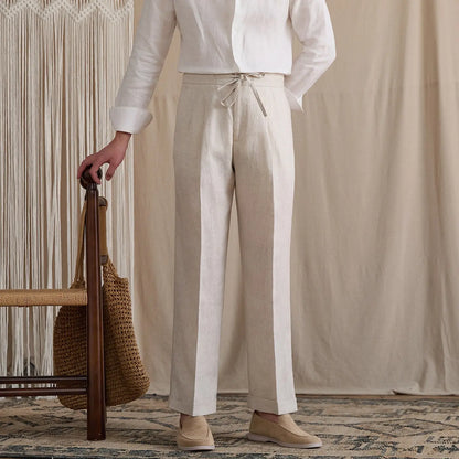 Linen Pleated High-Rise Wide Pants BRABION