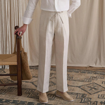 Linen Pleated High-Rise Wide Pants BRABION
