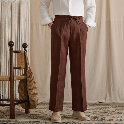 Linen Pleated High-Rise Wide Pants BRABION