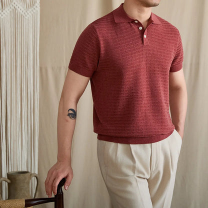 Pointelle Openwork Knit Polo BRABION