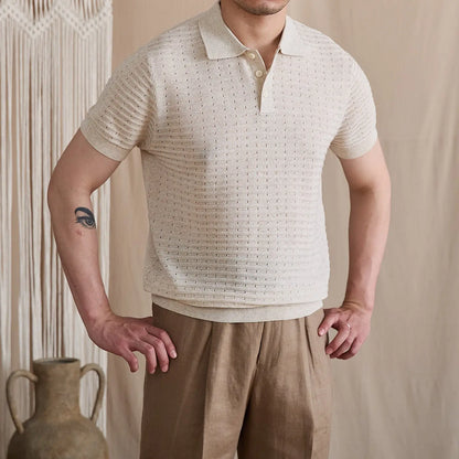 Pointelle Openwork Knit Polo BRABION