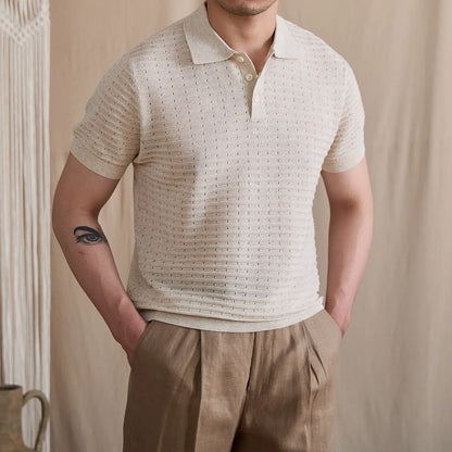 Pointelle Openwork Knit Polo BRABION