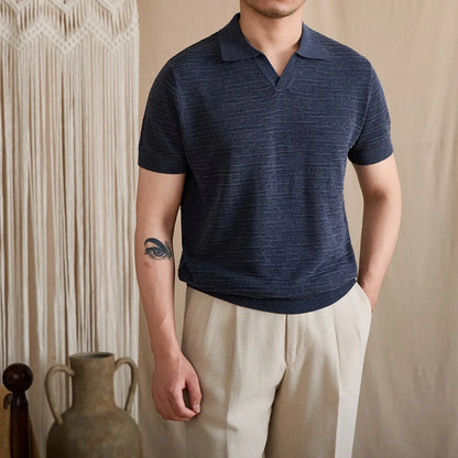 Open-Collar Textured Knit Polo BRABION