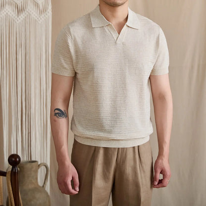 Open-Collar Textured Knit Polo BRABION