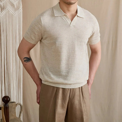 Open-Collar Textured Knit Polo BRABION