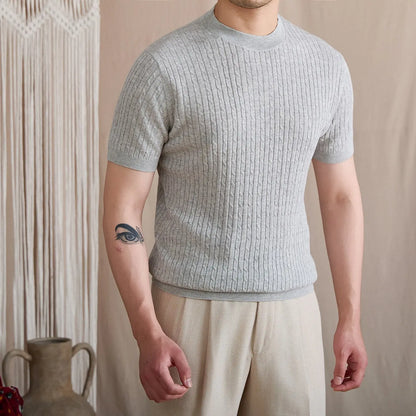 Vertical Cable Knit Crew Tee BRABION