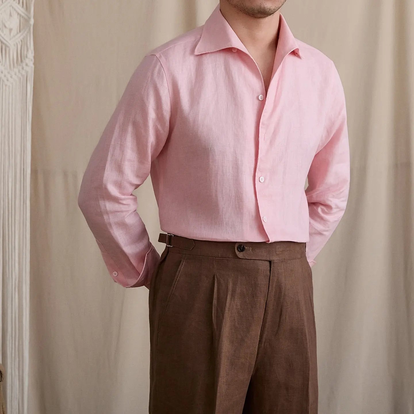 Linen Cutaway Collar Shirt BRABION