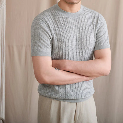 Vertical Cable Knit Crew Tee BRABION