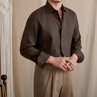 Slim-Fit Linen Long Sleeve Shirt BRABION