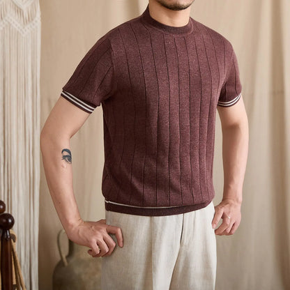 Contrast-Tipped Ribbed Knit Tee BRABION