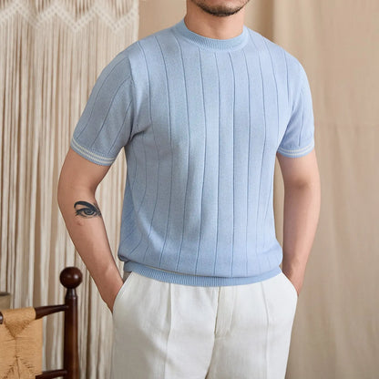 Contrast-Tipped Ribbed Knit Tee BRABION