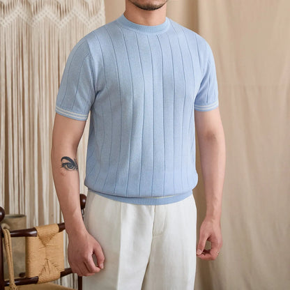 Contrast-Tipped Ribbed Knit Tee BRABION