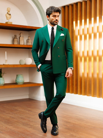 Green Double Breasted Suit 2-Piece VIOSSI