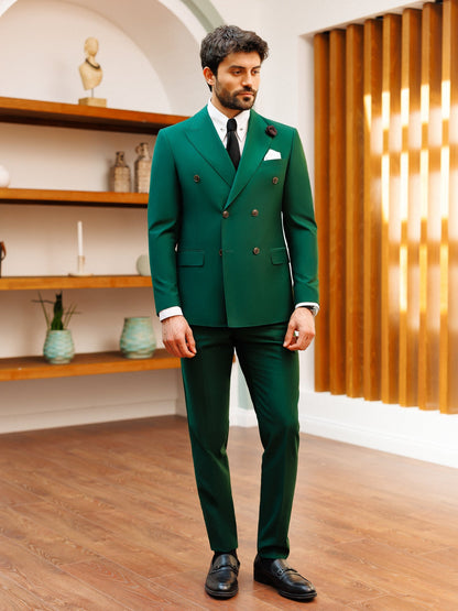 Green Double Breasted Suit 2-Piece VIOSSI