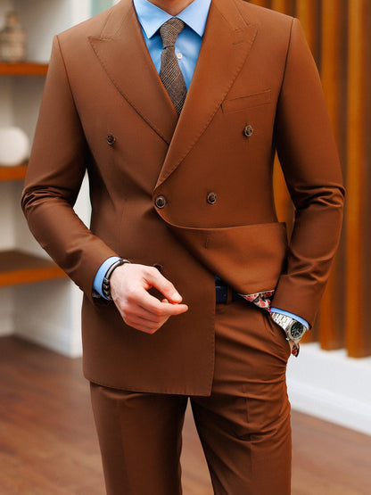 Brown Double Breasted Suit 2-Piece VIOSSI