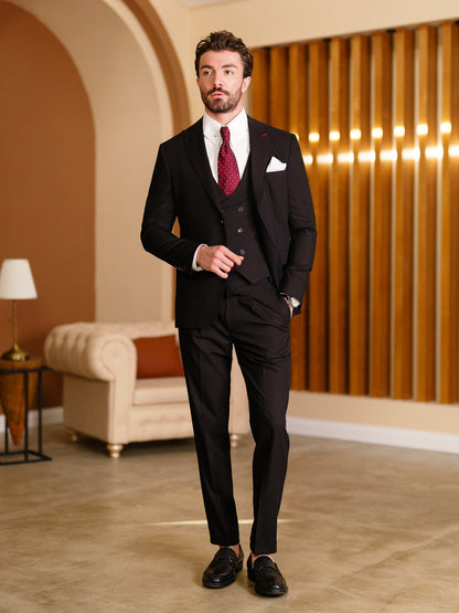 Black Modern-Fit Suit 3-Piece VIOSSI