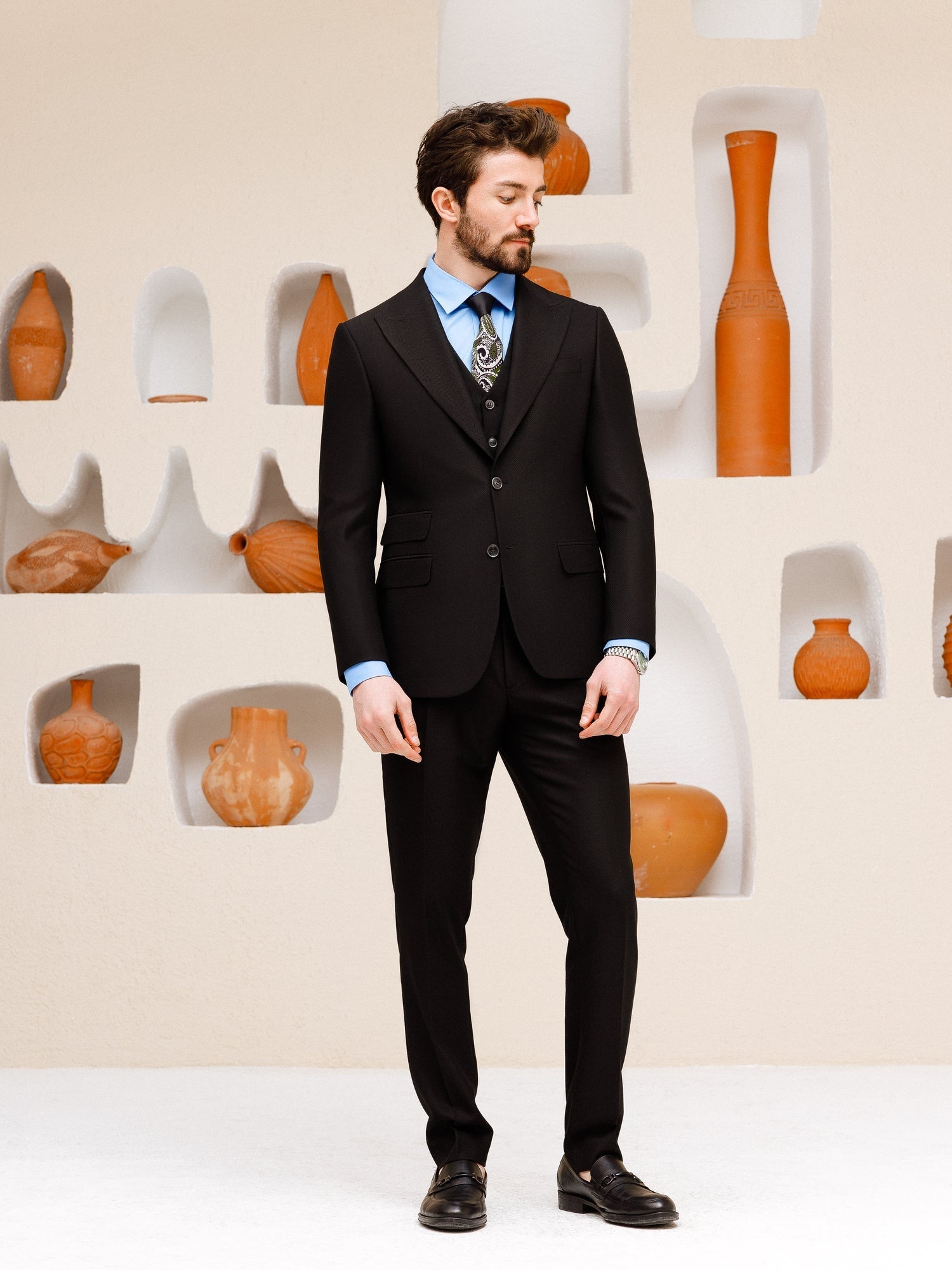 Black Slim-Fit Suit 3-Piece VIOSSI