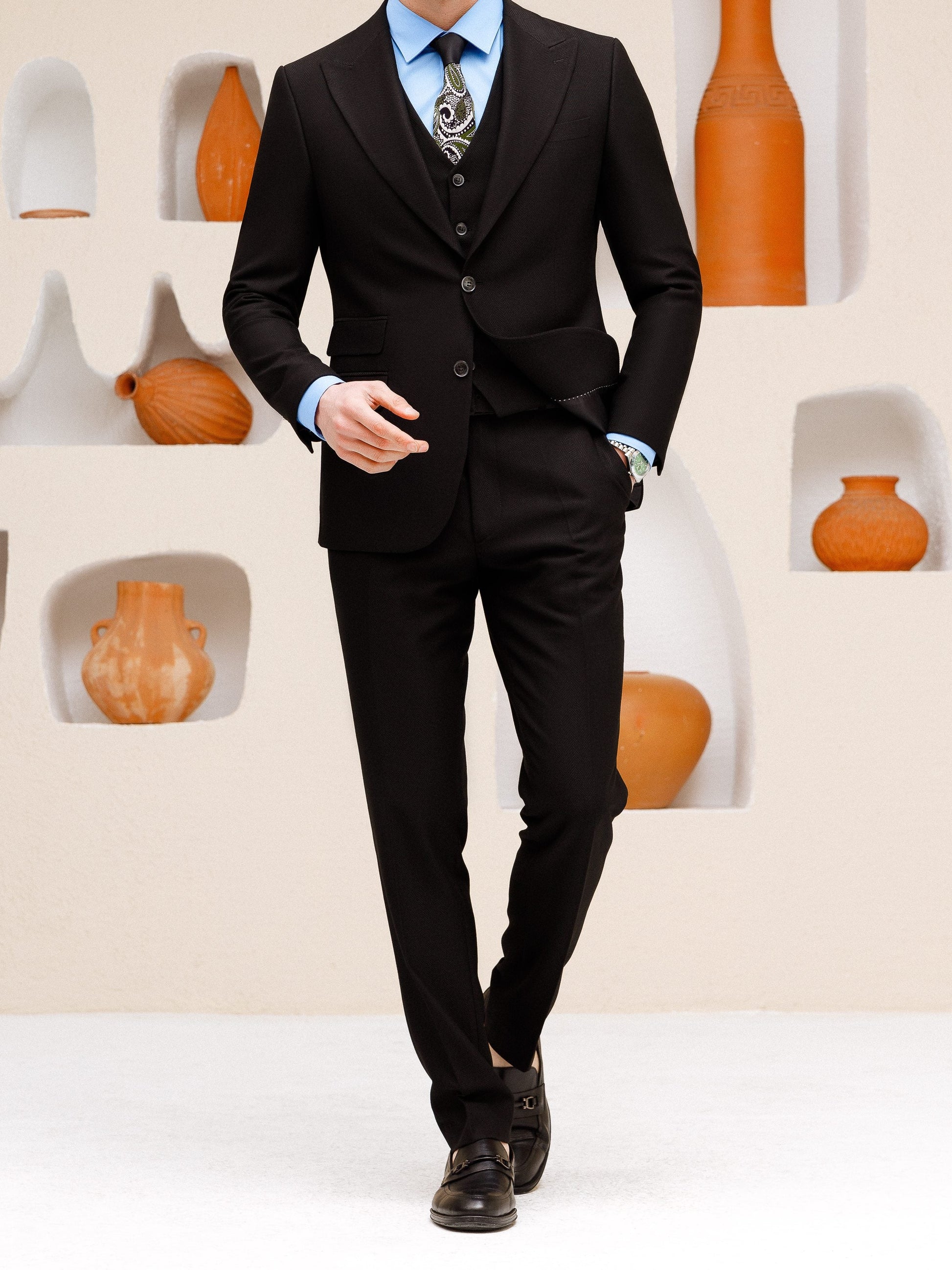 Black Slim-Fit Suit 3-Piece VIOSSI