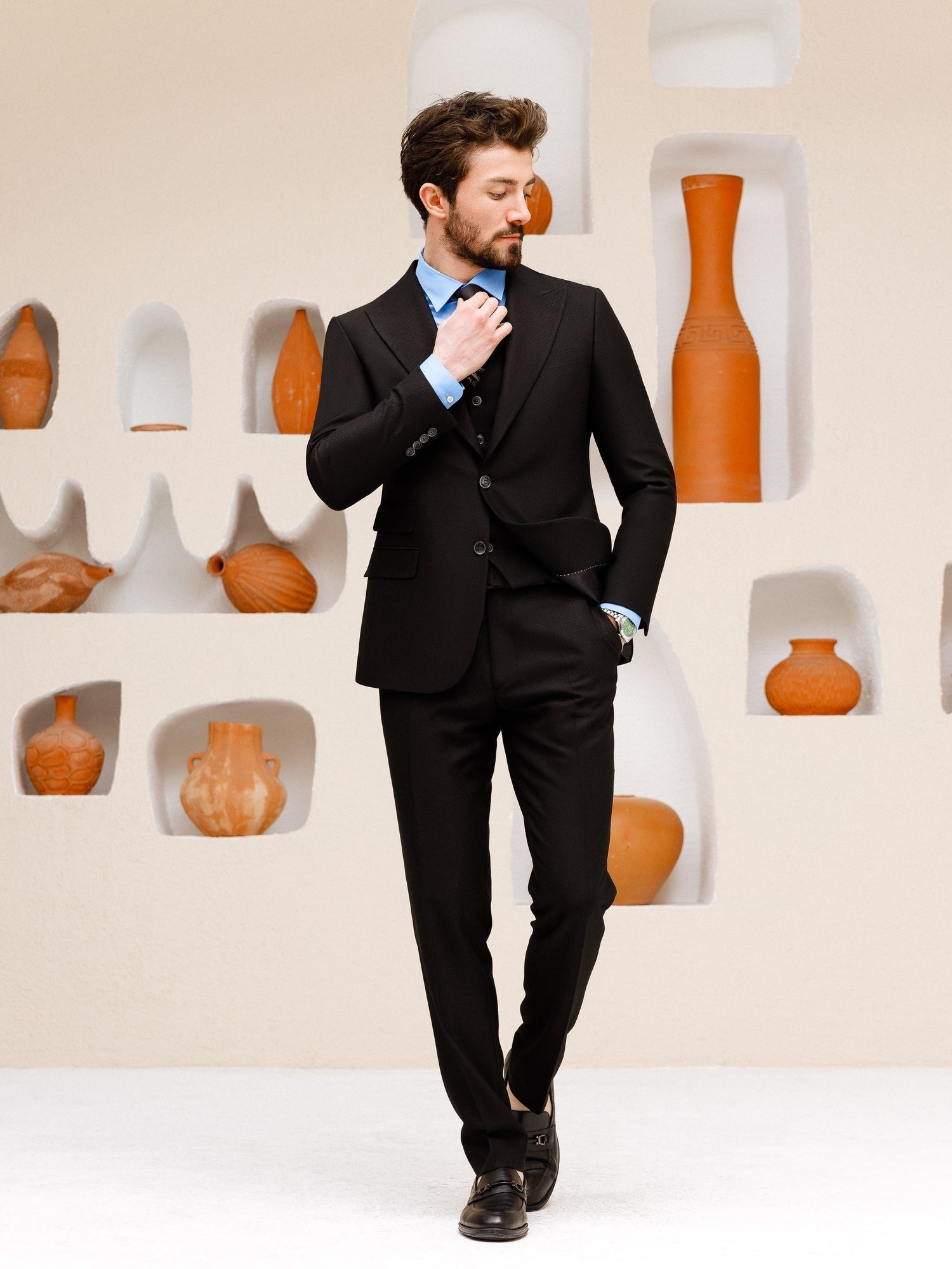 Black Slim-Fit Suit 3-Piece VIOSSI