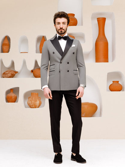 Grey Double Breasted Tuxedo 2-Piece - BRABION