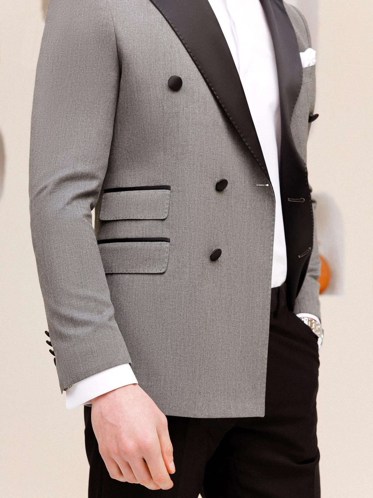 Grey Double Breasted Tuxedo 2-Piece - BRABION