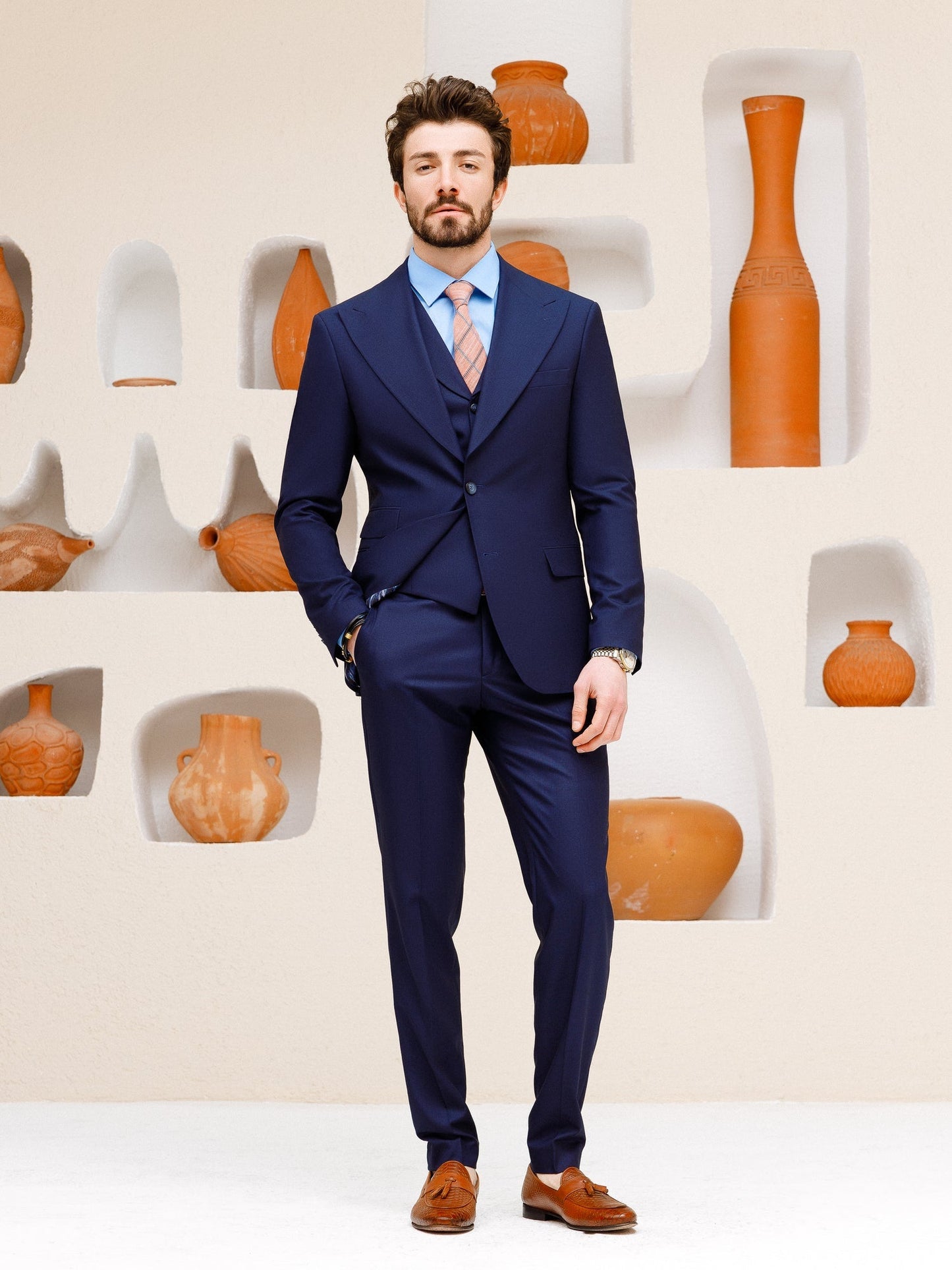 Navy Slim-Fit Suit 3-Piece VIOSSI